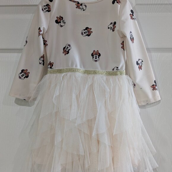 Disney Junior Minnie Mouse Girl's Tulle Dress Size 4T, Twirly Skirt, Long Sleeve - Picture 7 of 13